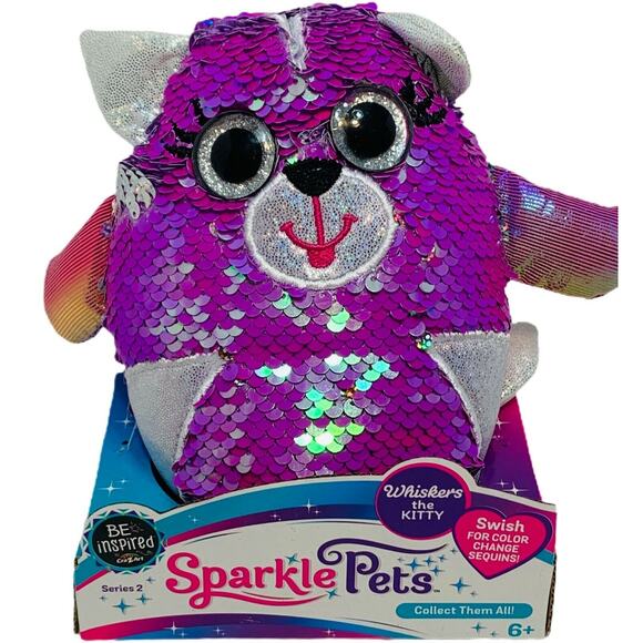 Sparkle Pets Whiskers the Kitty Plush Toy Color Change Sequins 6 inch Series 2 - Picture 5 of 13